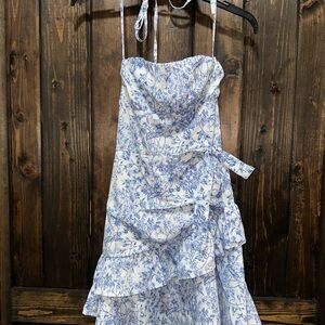 Blue and White Floral Dress